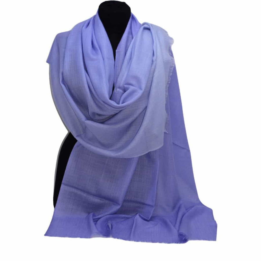 Sal Premium confectionat din 100% Lana Cashmere - Ombre Double Color Shade - Purple Blue & Blue Ciel - sal cashmere ombre design