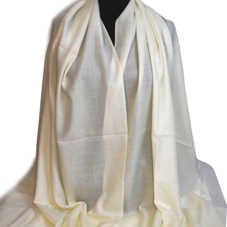 Sal Premium confectionat din Lana Cashmere & Matase Naturala -> Ivory Alb- Cod: CASHMSILK15 - Sal din Cashmere