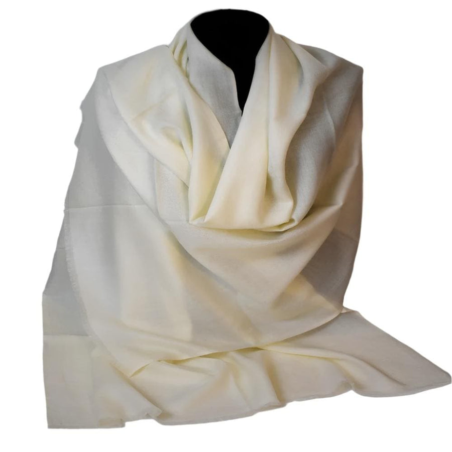 Sal Premium confectionat din Lana Cashmere & Matase Naturala -> Ivory Alb- Cod: CASHMSILK15 - Sal din Cashmere