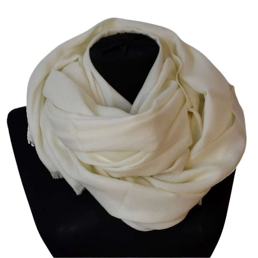 Sal Premium confectionat din Lana Cashmere & Matase Naturala -> Ivory Alb- Cod: CASHMSILK15 - Sal din Cashmere