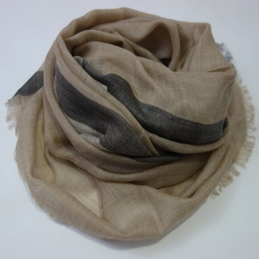 Sal Premium Unisex din Cashmere Pashmina Bej cu bordura Gri -> Cod: NEWPASHM9 - sal din cashmere pashmina