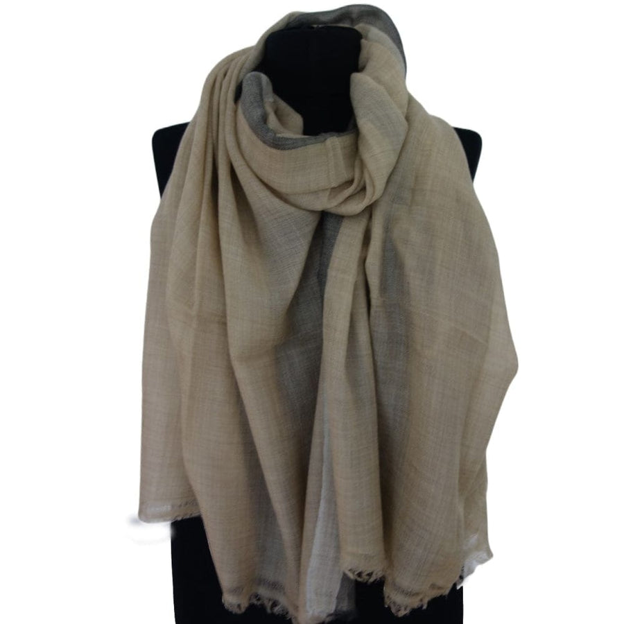 Sal Premium Unisex din Cashmere Pashmina Bej cu bordura Gri -> Cod: NEWPASHM9 - sal din cashmere pashmina