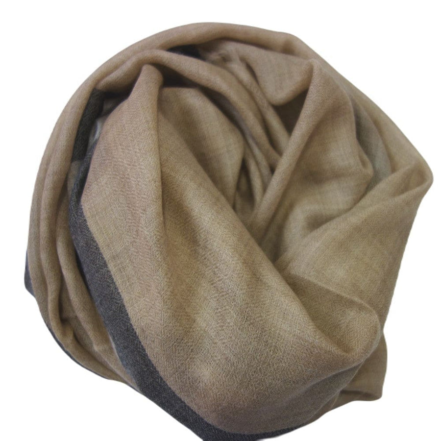 Sal Premium Unisex din Cashmere Pashmina Bej cu bordura Gri -> Cod: NEWPASHM9 - sal din cashmere pashmina