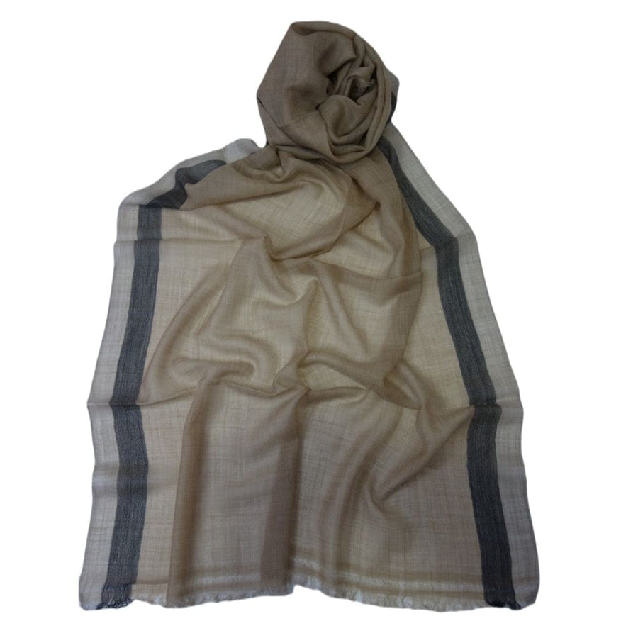 Sal Premium Unisex din Cashmere Pashmina Bej cu bordura Gri -> Cod: NEWPASHM9 - sal din cashmere pashmina