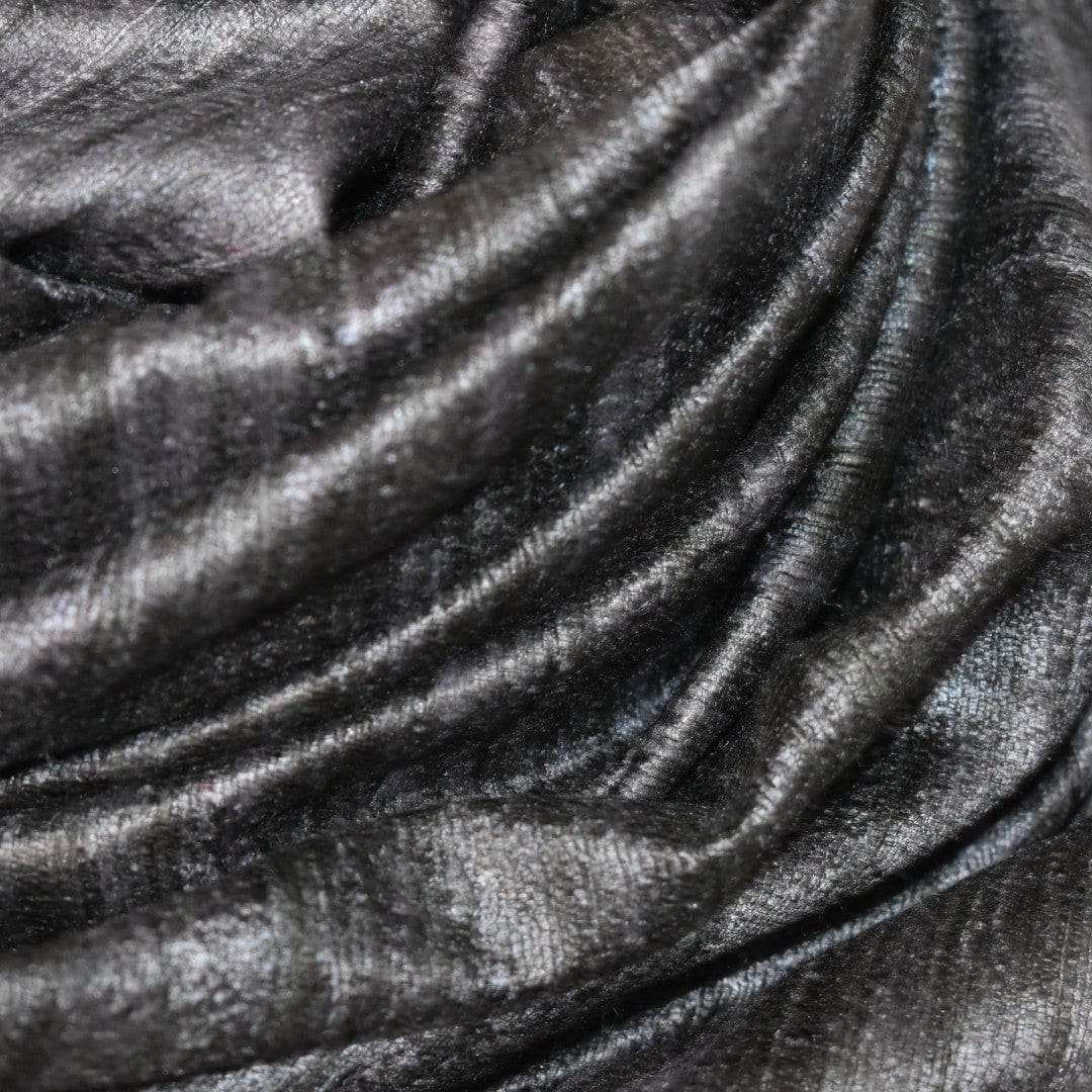 Sal tesut manual din 100% Matase Naturala Organica - Ghicha Tassar/Tussar Silk -Ash Black -> Cod: NEWGhicha5 - sal matase naturala