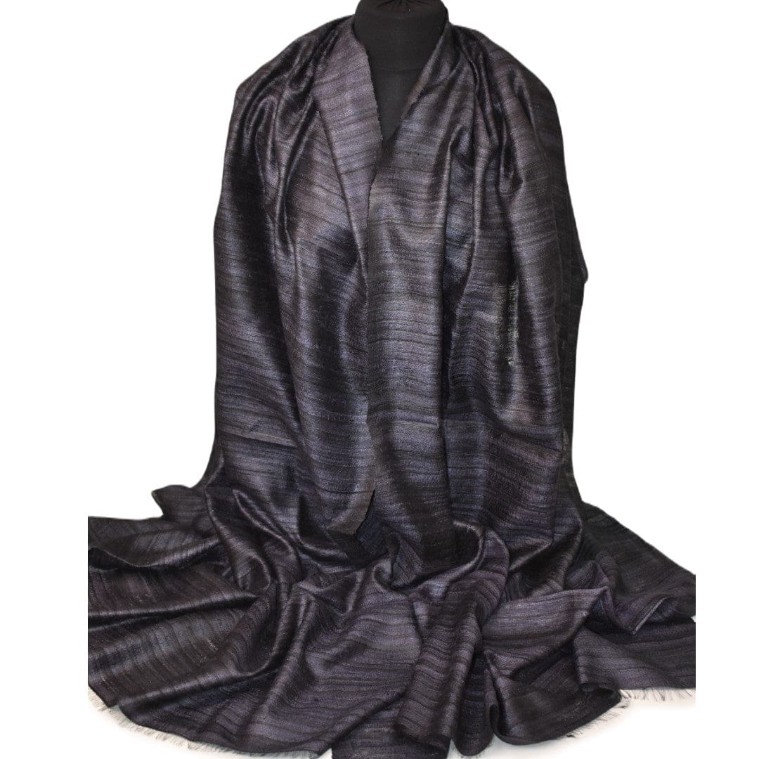 Sal tesut manual din 100% Matase Naturala Organica - Ghicha Tassar/Tussar Silk -Ash Black -> Cod: NEWGhicha5 - sal matase naturala