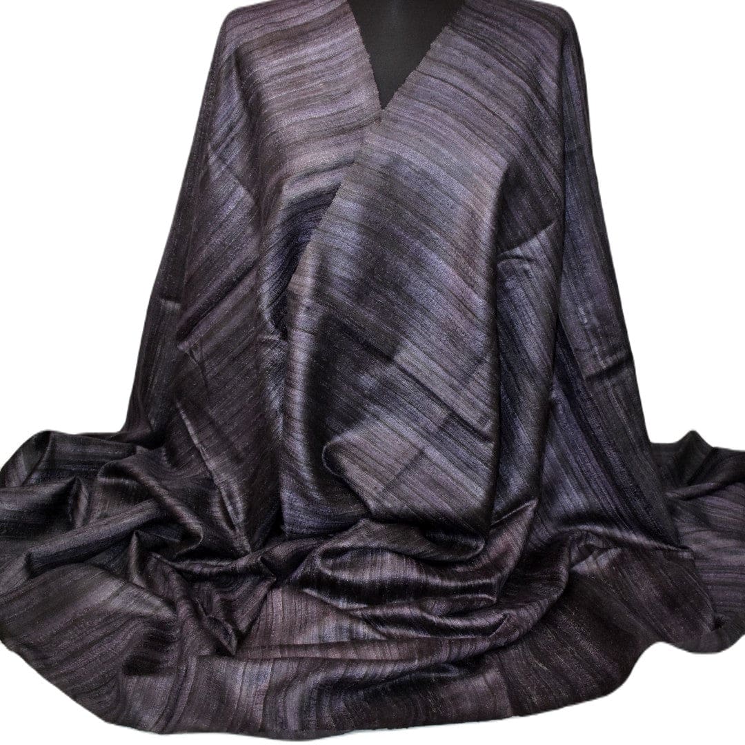 Sal tesut manual din 100% Matase Naturala Organica - Ghicha Tassar/Tussar Silk -Ash Black -> Cod: NEWGhicha5 - sal matase naturala