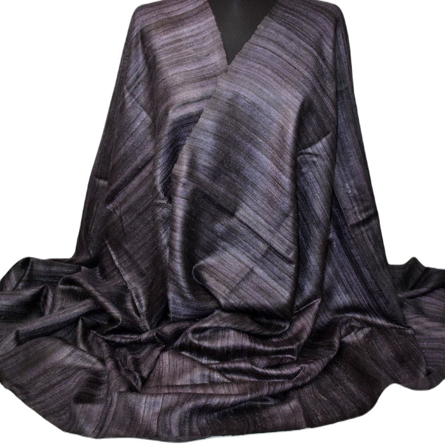 Sal tesut manual din 100% Matase Naturala Organica - Ghicha Tassar/Tussar Silk -Ash Black -> Cod: NEWGhicha5 - sal matase naturala