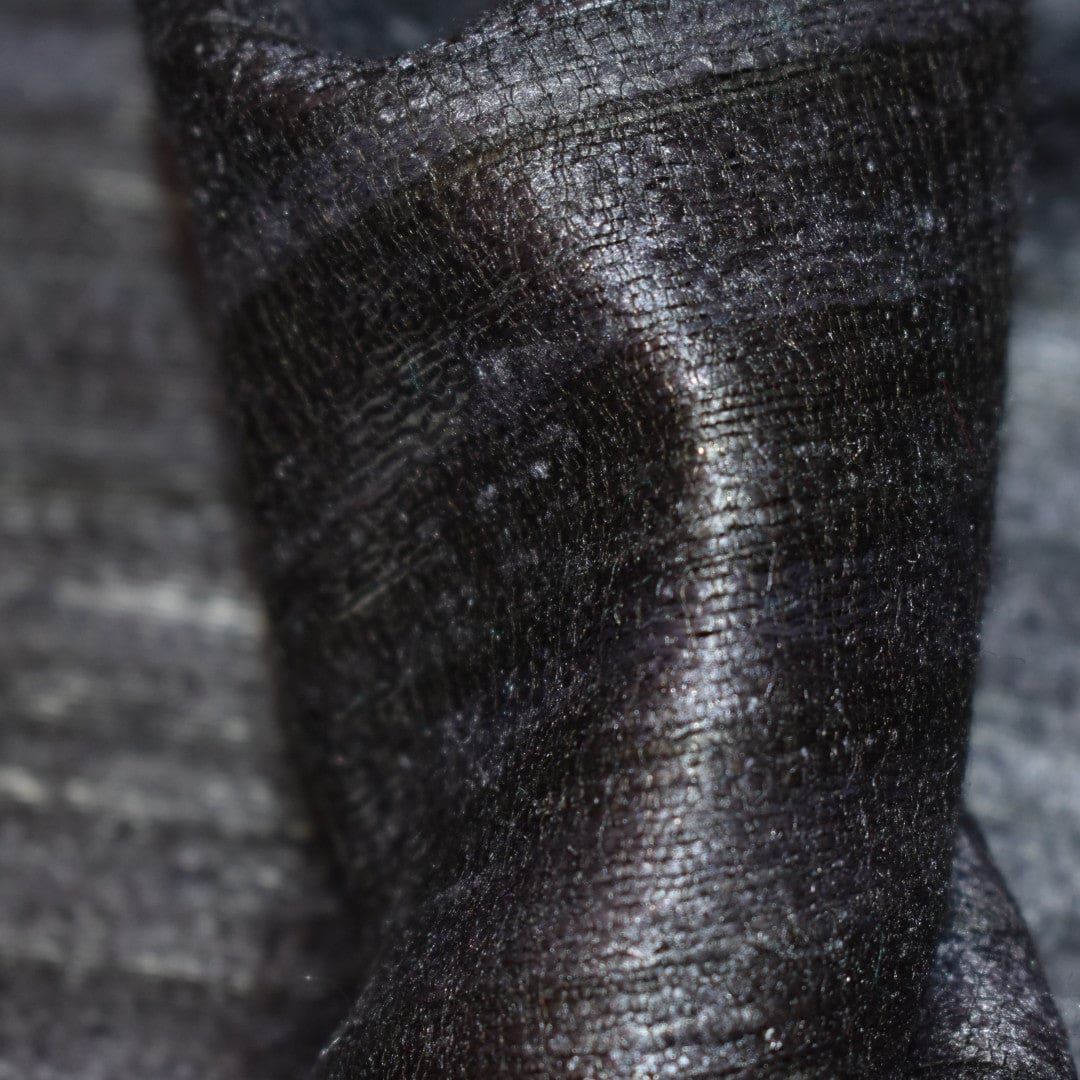 Sal tesut manual din 100% Matase Naturala Organica - Ghicha Tassar/Tussar Silk -Ash Black -> Cod: NEWGhicha5 - sal matase naturala