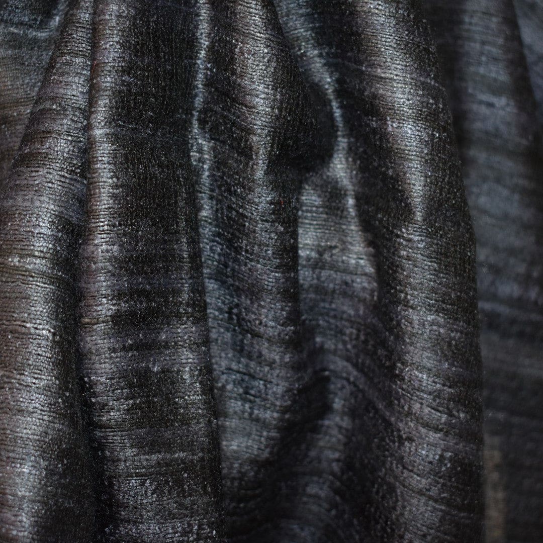 Sal tesut manual din 100% Matase Naturala Organica - Ghicha Tassar/Tussar Silk -Ash Black -> Cod: NEWGhicha5 - sal matase naturala