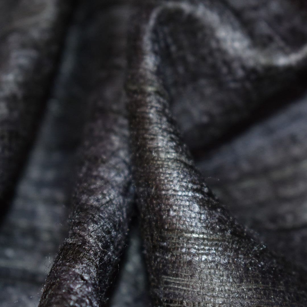 Sal tesut manual din 100% Matase Naturala Organica - Ghicha Tassar/Tussar Silk -Ash Black -> Cod: NEWGhicha5 - sal matase naturala