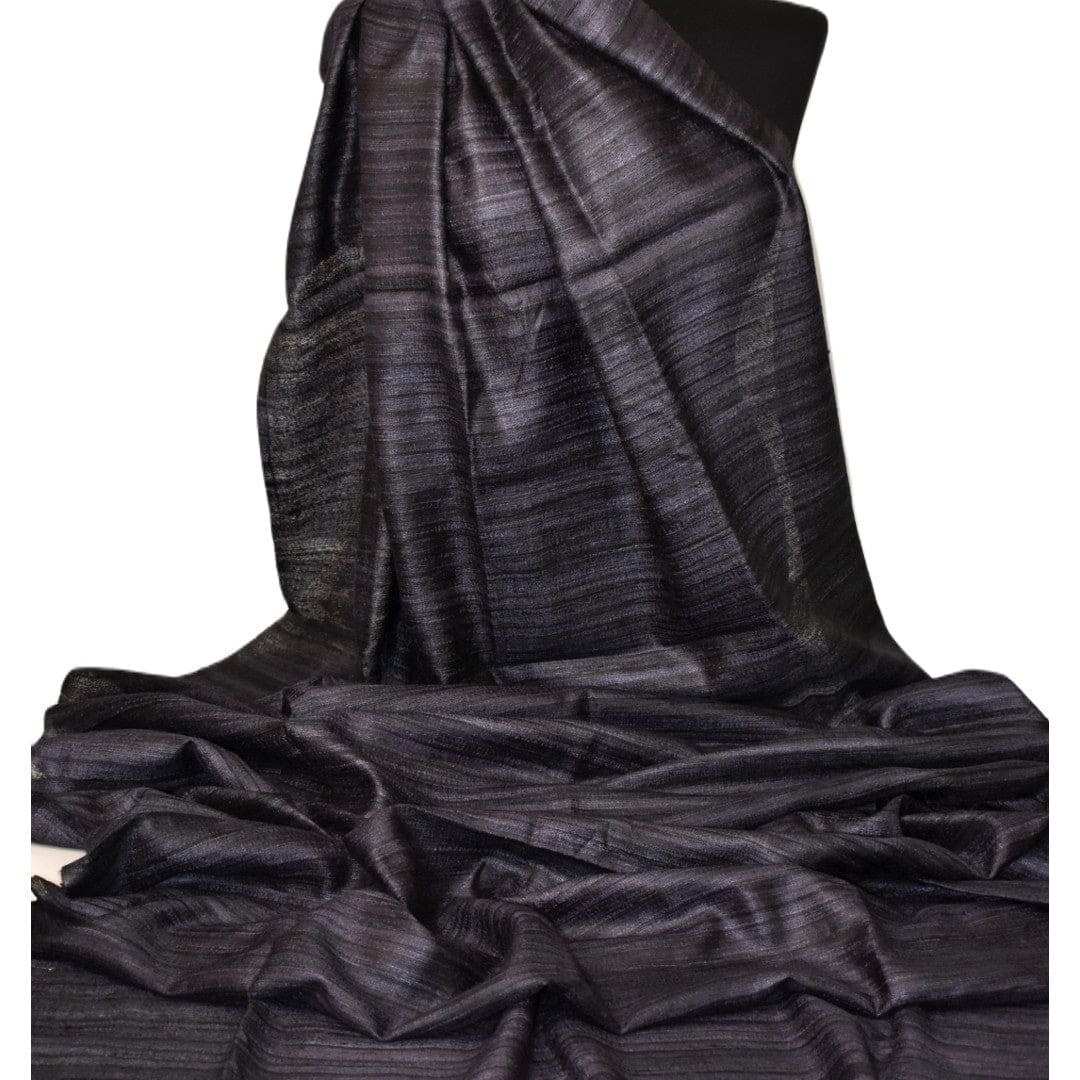 Sal tesut manual din 100% Matase Naturala Organica - Ghicha Tassar/Tussar Silk -Ash Black -> Cod: NEWGhicha5 - sal matase naturala