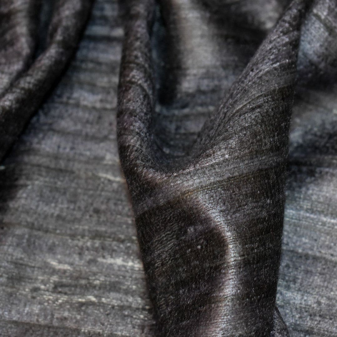Sal tesut manual din 100% Matase Naturala Organica - Ghicha Tassar/Tussar Silk -Ash Black -> Cod: NEWGhicha5 - sal matase naturala