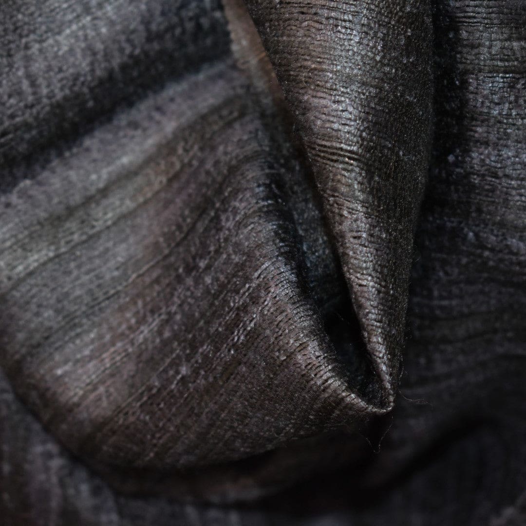 Sal tesut manual din 100% Matase Naturala Organica - Ghicha Tassar/Tussar Silk -Ash Black -> Cod: NEWGhicha5 - sal matase naturala