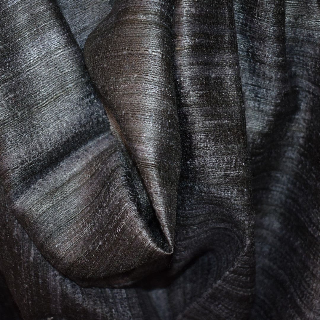 Sal tesut manual din 100% Matase Naturala Organica - Ghicha Tassar/Tussar Silk -Ash Black -> Cod: NEWGhicha5 - sal matase naturala