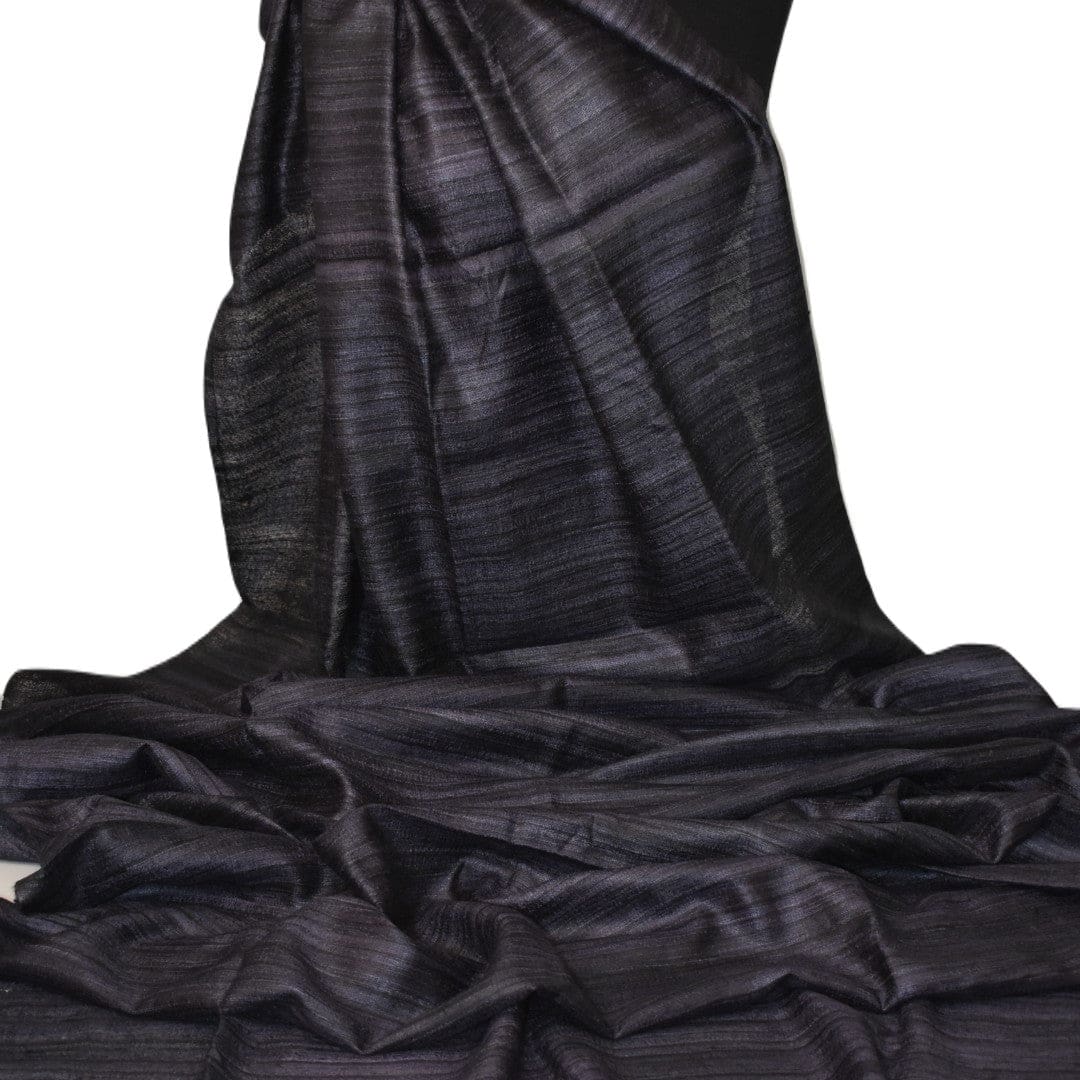 Sal tesut manual din 100% Matase Naturala Organica - Ghicha Tassar/Tussar Silk -Ash Black -> Cod: NEWGhicha5 - sal matase naturala