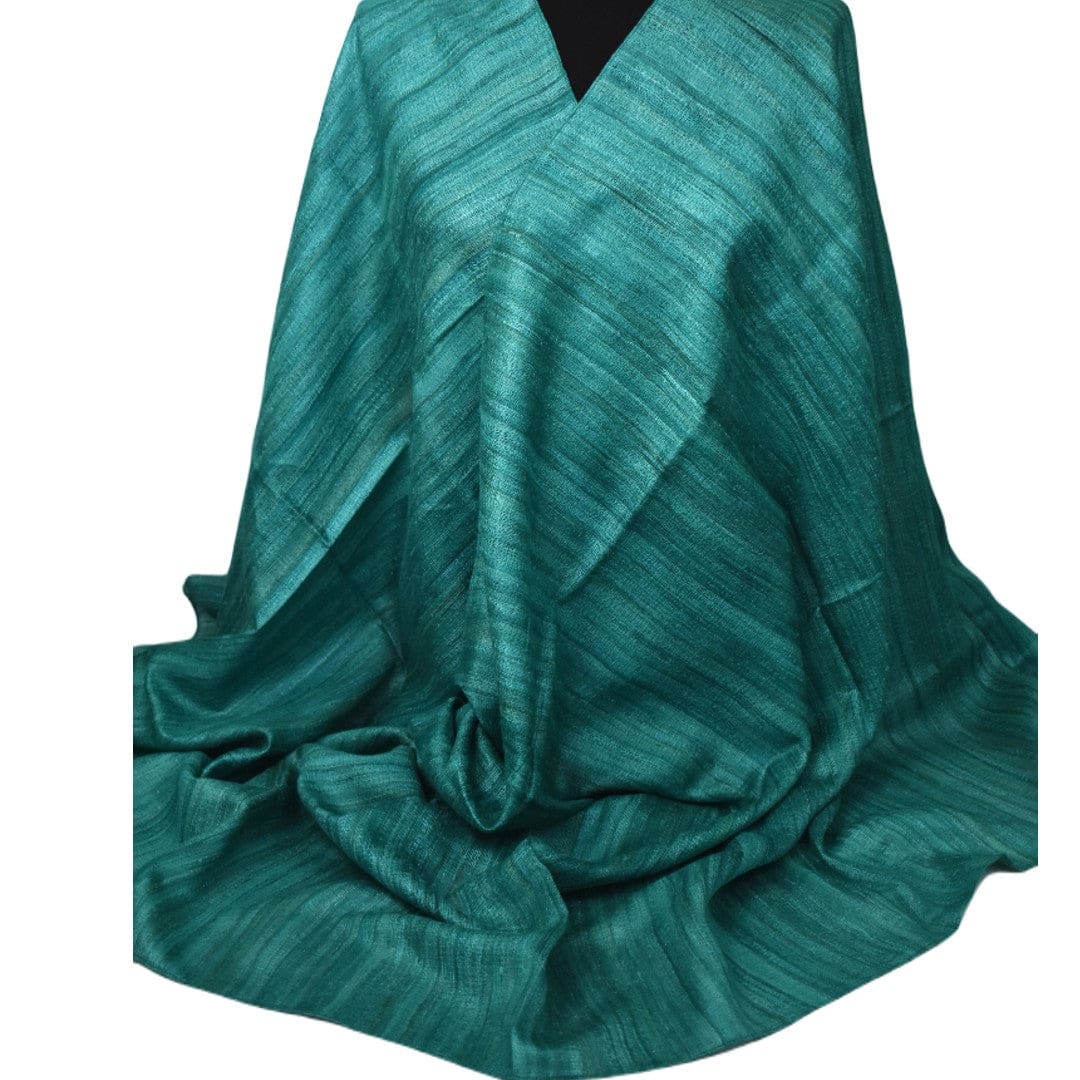 Sal tesut manual din 100% Matase Naturala Organica - Ghicha Tassar/Tussar Silk ->Blueverde -> Cod: NEWGHICHA10 - sal matase naturala