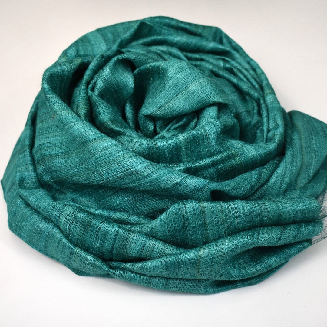 Sal tesut manual din 100% Matase Naturala Organica - Ghicha Tassar/Tussar Silk ->Blueverde -> Cod: NEWGHICHA10 - sal matase naturala