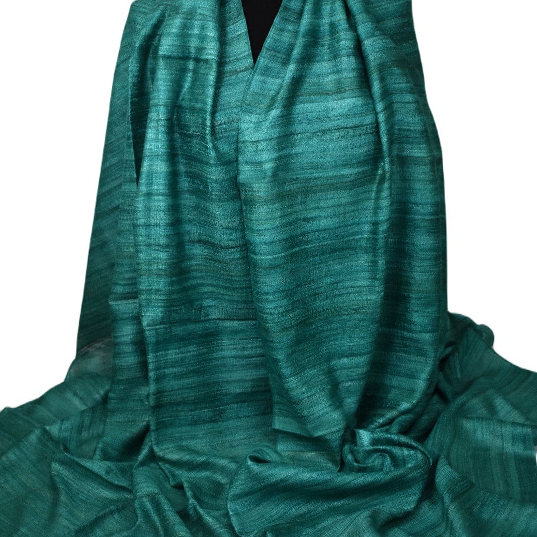 Sal tesut manual din 100% Matase Naturala Organica - Ghicha Tassar/Tussar Silk ->Blueverde -> Cod: NEWGHICHA10 - sal matase naturala