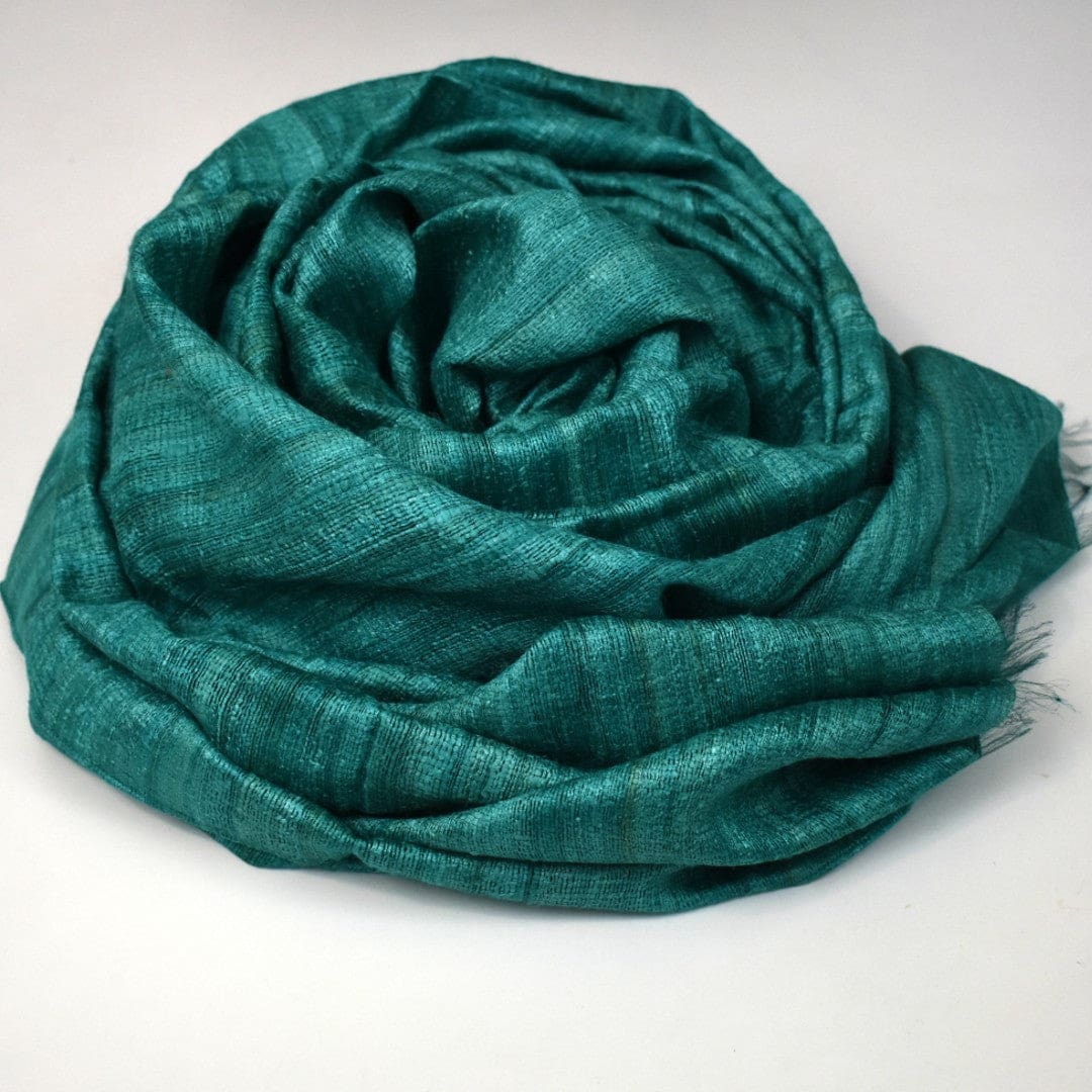 Sal tesut manual din 100% Matase Naturala Organica - Ghicha Tassar/Tussar Silk ->Blueverde -> Cod: NEWGHICHA10 - sal matase naturala