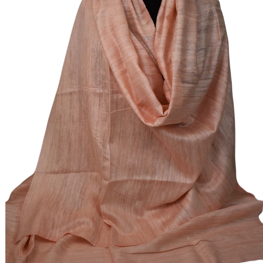 Sal tesut manual din 100% Matase Naturala Organica - Ghicha Tassar/Tussar Silk -> Fuzzy Peach (Culoarea Anului 2024)-> Cod: NewGhicha12