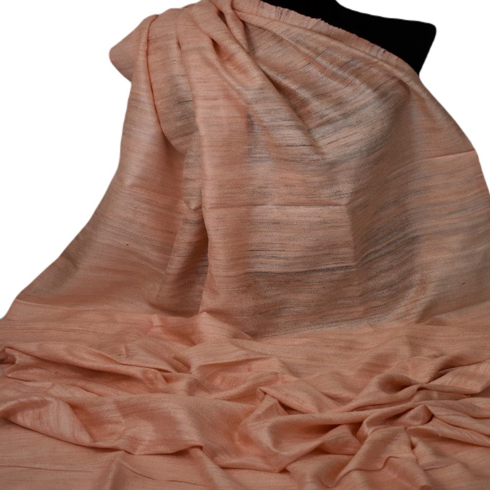 Sal tesut manual din 100% Matase Naturala Organica - Ghicha Tassar/Tussar Silk -> Fuzzy Peach (Culoarea Anului 2024)-> Cod: NewGhicha12