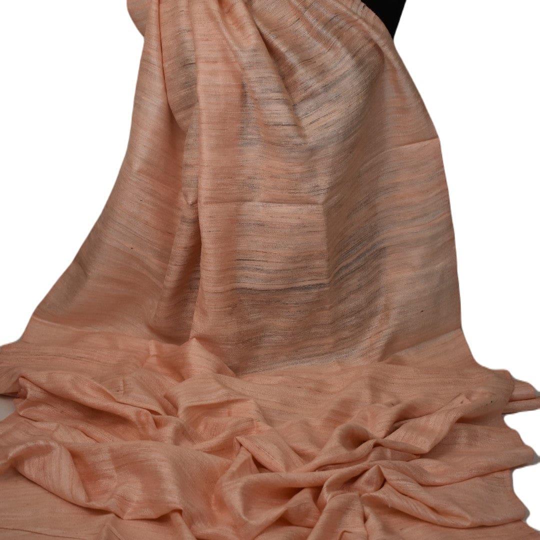 Sal tesut manual din 100% Matase Naturala Organica - Ghicha Tassar/Tussar Silk -> Fuzzy Peach (Culoarea Anului 2024)-> Cod: NewGhicha12