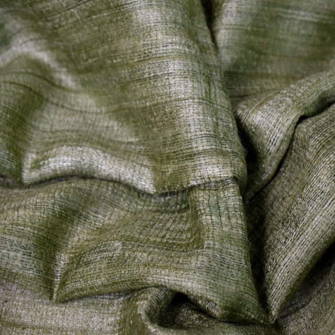 Sal tesut manual din 100% Matase Naturala Organica - Ghicha Tassar/Tussar Silk - Lime Green -> Cod:GhichaApril1 - sal matase naturala
