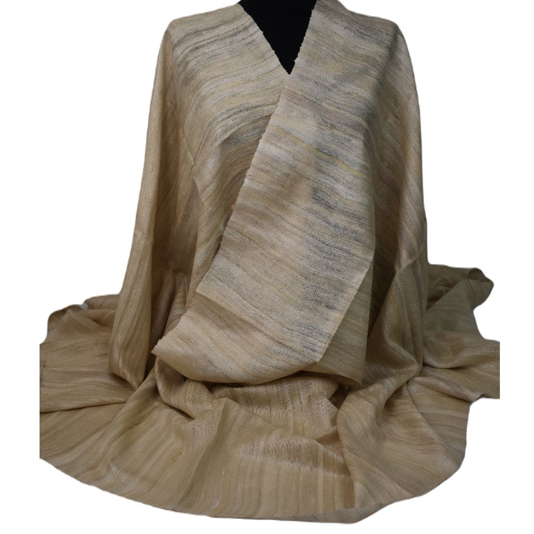 Sal tesut manual din 100% Matase Naturala Organica - Ghicha Tassar/Tussar Silk - Natural Beige -> Cod: NEWGhicha3 - sal matase naturala