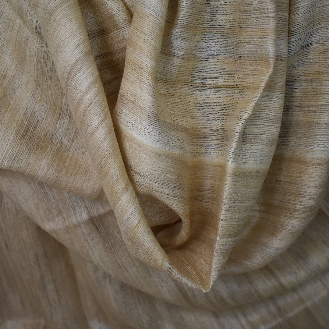 Sal tesut manual din 100% Matase Naturala Organica - Ghicha Tassar/Tussar Silk - Natural Beige -> Cod: NEWGhicha3 - sal matase naturala