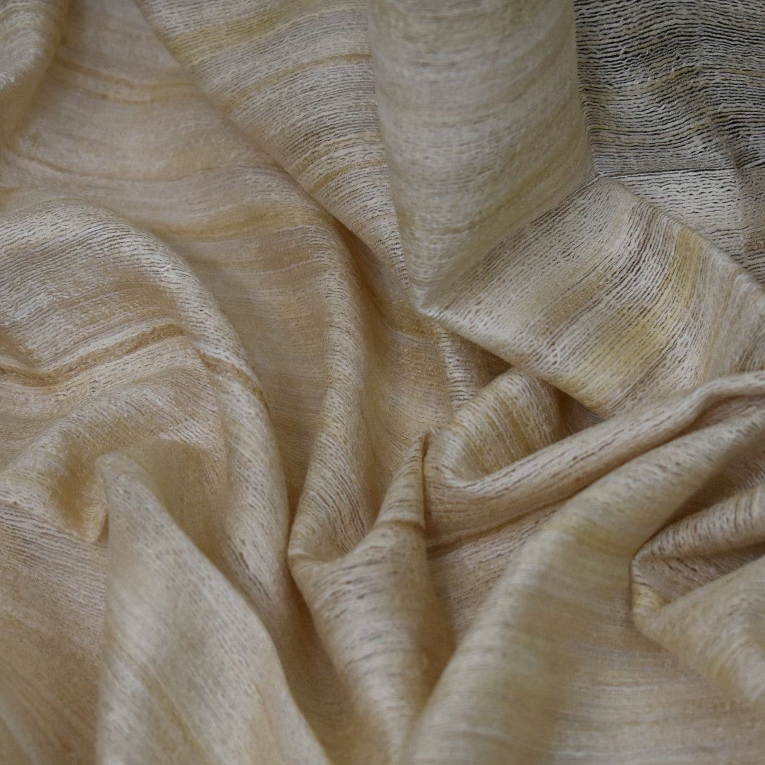 Sal tesut manual din 100% Matase Naturala Organica - Ghicha Tassar/Tussar Silk - Natural Beige -> Cod: NEWGhicha3 - sal matase naturala