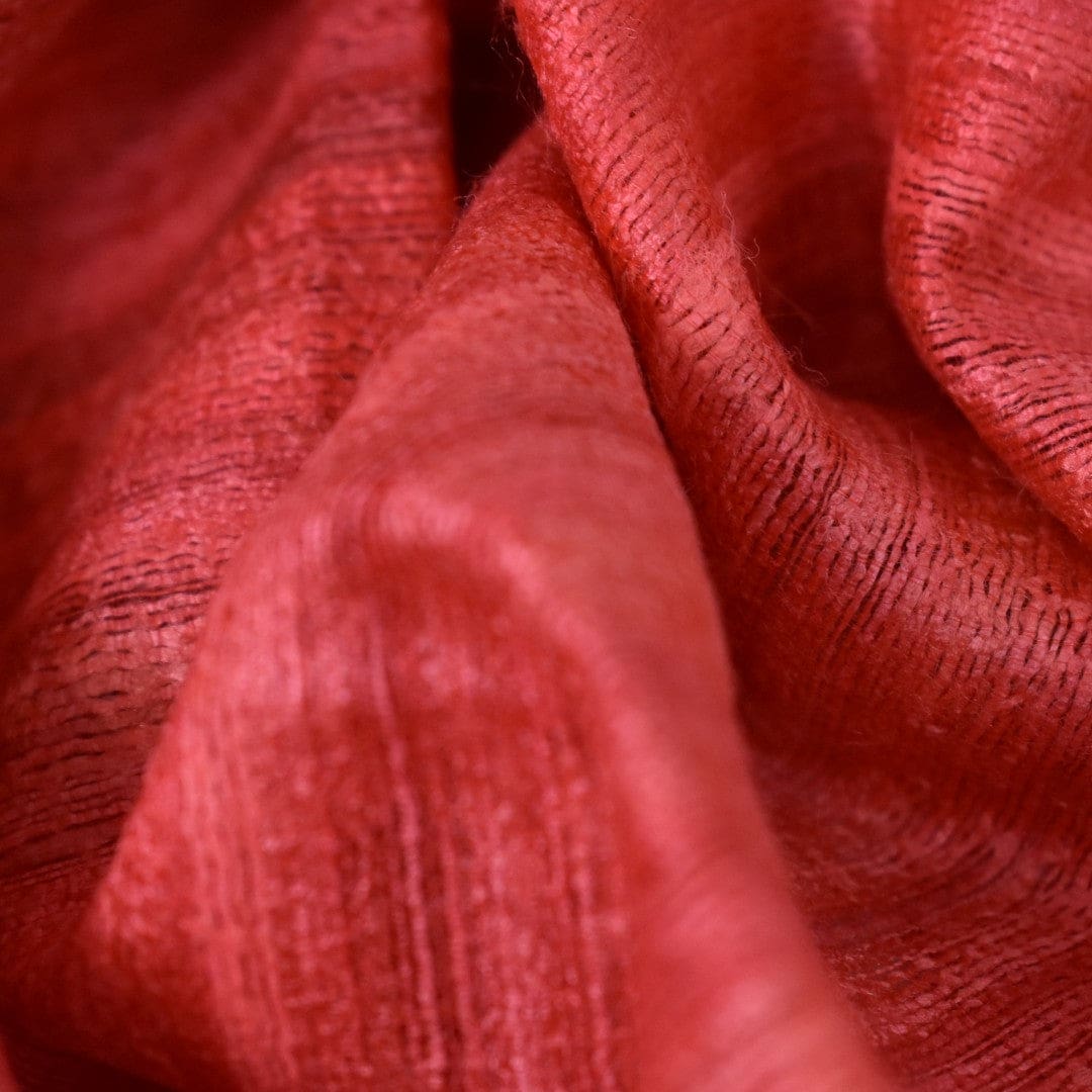Sal tesut manual din 100% Matase Naturala Organica - Ghicha Tassar/Tussar Silk - Rosu -> Cod:GhichaApril3 - sal matase naturala organica