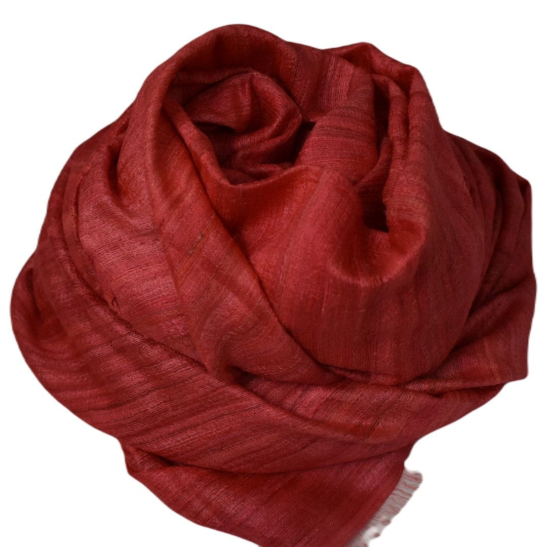 Sal tesut manual din 100% Matase Naturala Organica - Ghicha Tassar/Tussar Silk - Rosu -> Cod:GhichaApril3 - sal matase naturala organica