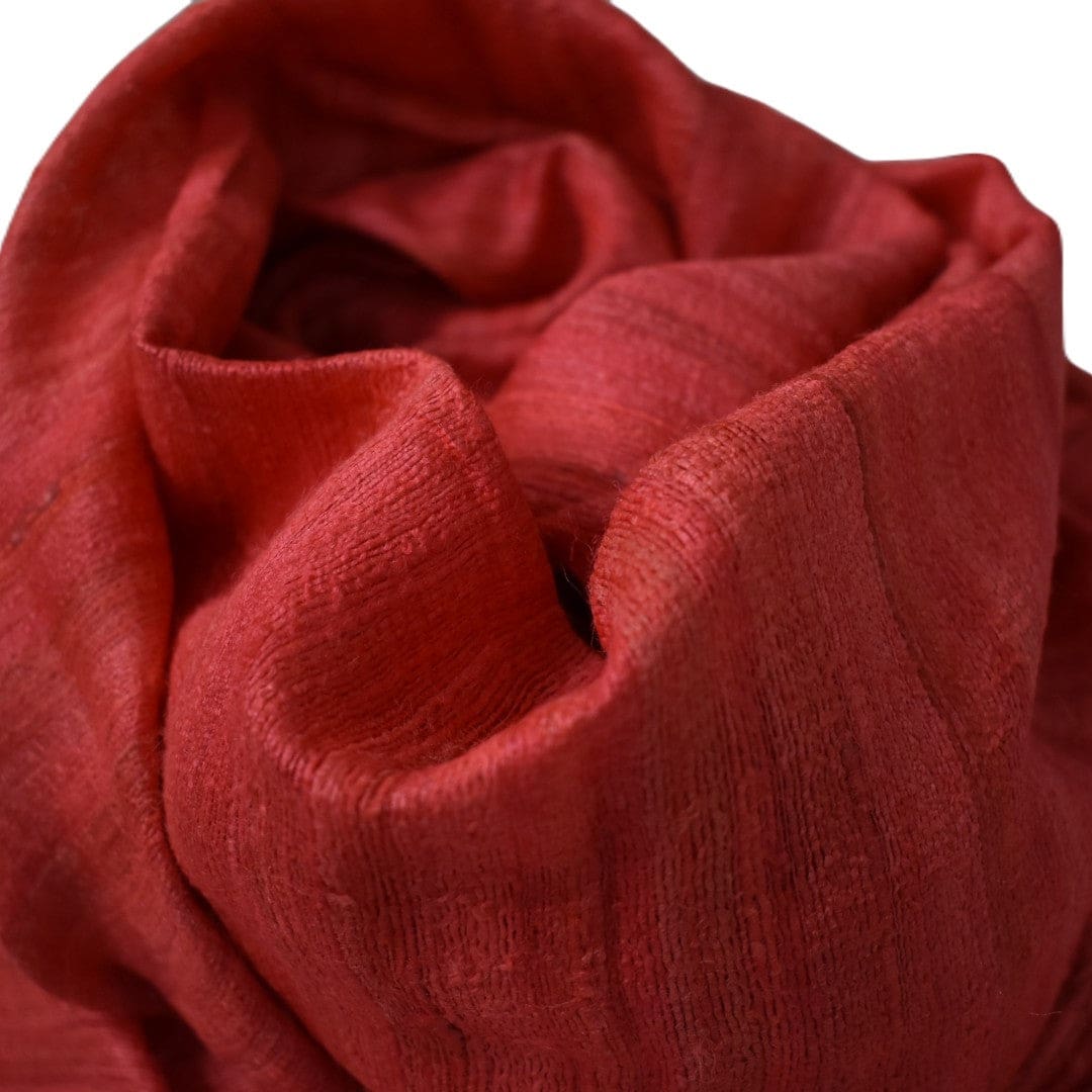 Sal tesut manual din 100% Matase Naturala Organica - Ghicha Tassar/Tussar Silk - Rosu -> Cod:GhichaApril3 - sal matase naturala organica