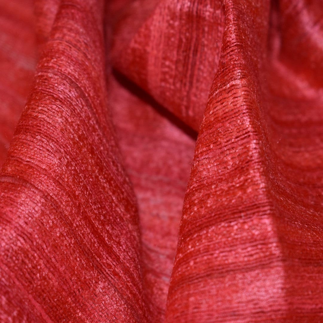 Sal tesut manual din 100% Matase Naturala Organica - Ghicha Tassar/Tussar Silk - Rosu -> Cod:GhichaApril3 - sal matase naturala organica