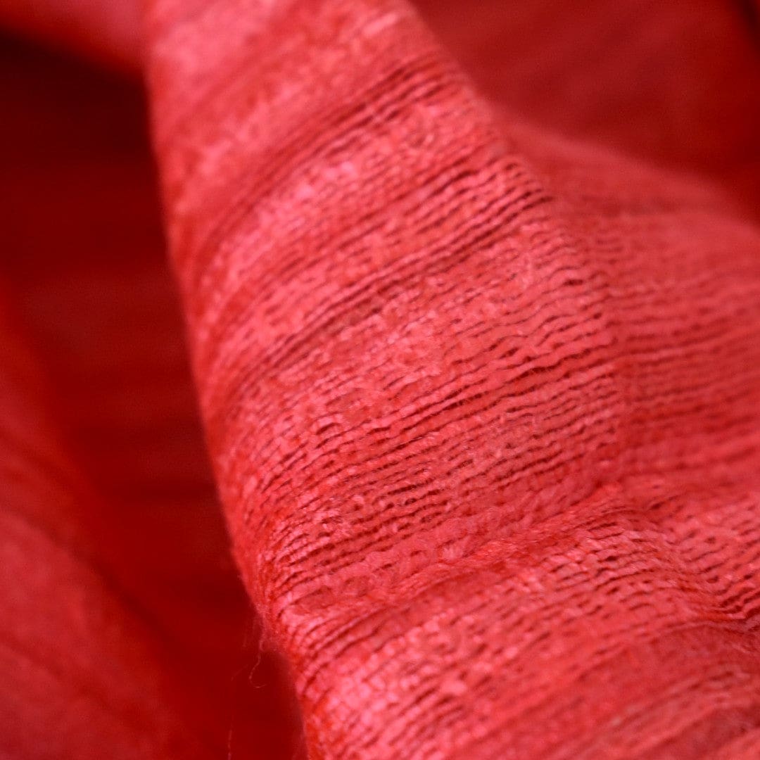 Sal tesut manual din 100% Matase Naturala Organica - Ghicha Tassar/Tussar Silk - Rosu -> Cod:GhichaApril3 - sal matase naturala organica