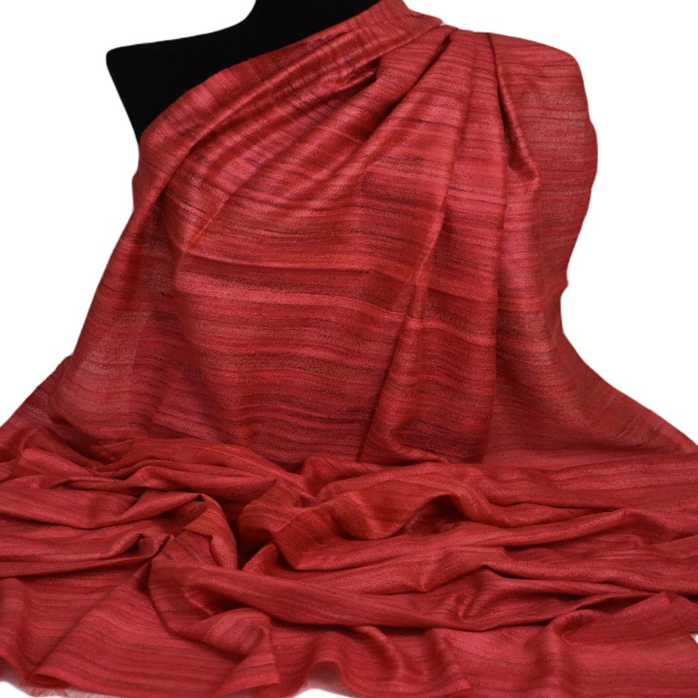 Sal tesut manual din 100% Matase Naturala Organica - Ghicha Tassar/Tussar Silk - Rosu -> Cod:GhichaApril3 - sal matase naturala organica
