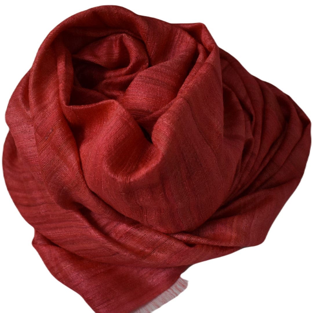 Sal tesut manual din 100% Matase Naturala Organica - Ghicha Tassar/Tussar Silk - Rosu -> Cod:GhichaApril3 - sal matase naturala organica