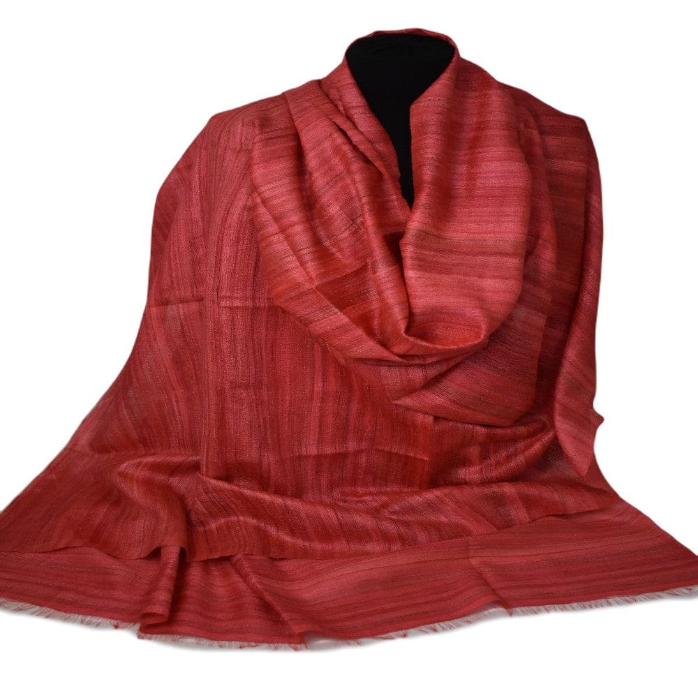 Sal tesut manual din 100% Matase Naturala Organica - Ghicha Tassar/Tussar Silk - Rosu -> Cod:GhichaApril3 - sal matase naturala organica