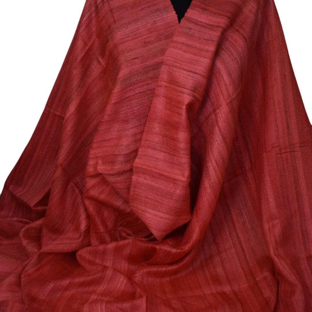 Sal tesut manual din 100% Matase Naturala Organica - Ghicha Tassar/Tussar Silk - Rosu -> Cod:GhichaApril3 - sal matase naturala organica