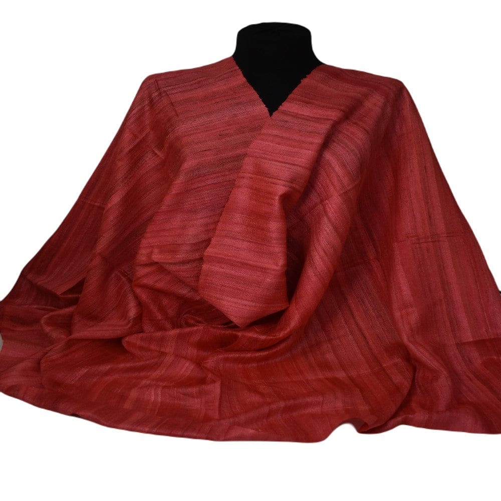 Sal tesut manual din 100% Matase Naturala Organica - Ghicha Tassar/Tussar Silk - Rosu -> Cod:GhichaApril3 - sal matase naturala organica