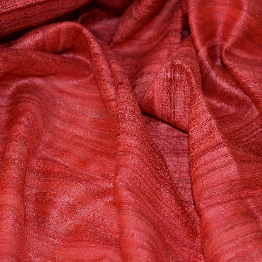 Sal tesut manual din 100% Matase Naturala Organica - Ghicha Tassar/Tussar Silk - Rosu -> Cod:GhichaApril3 - sal matase naturala organica