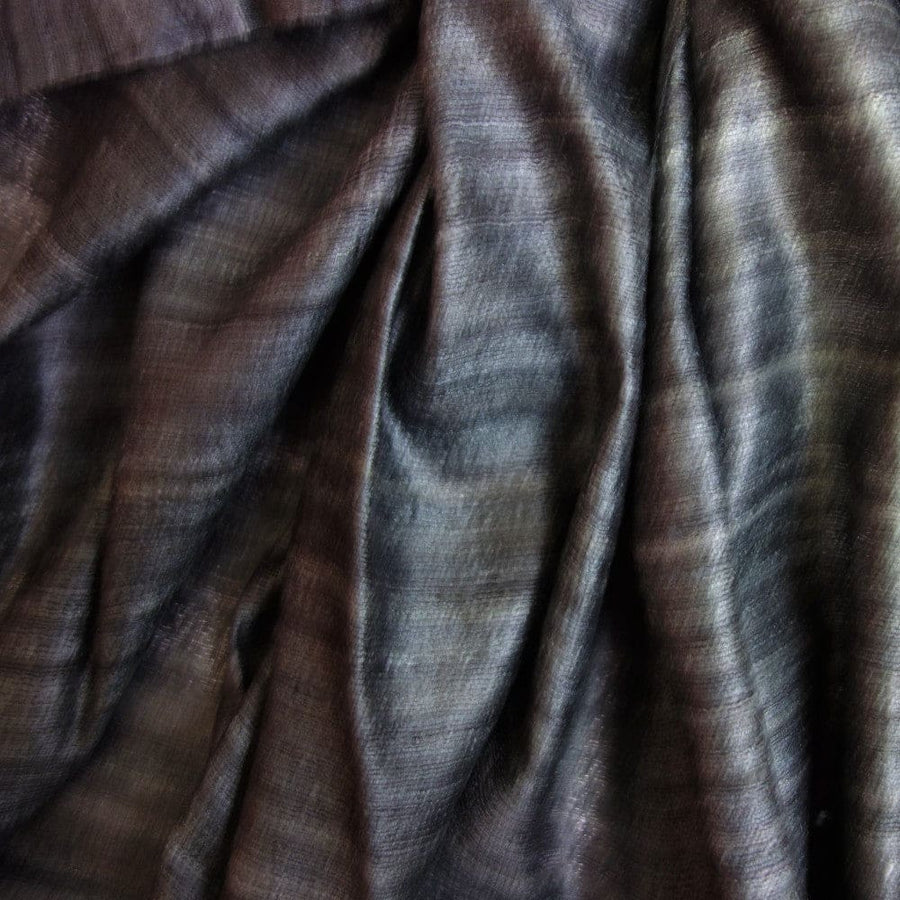 Sal tesut manual din 100% Matase Naturala Organica - Ghicha Tassar/Tussar Silk -Ash Black -> Cod: NEWGhicha5 - sal matase naturala