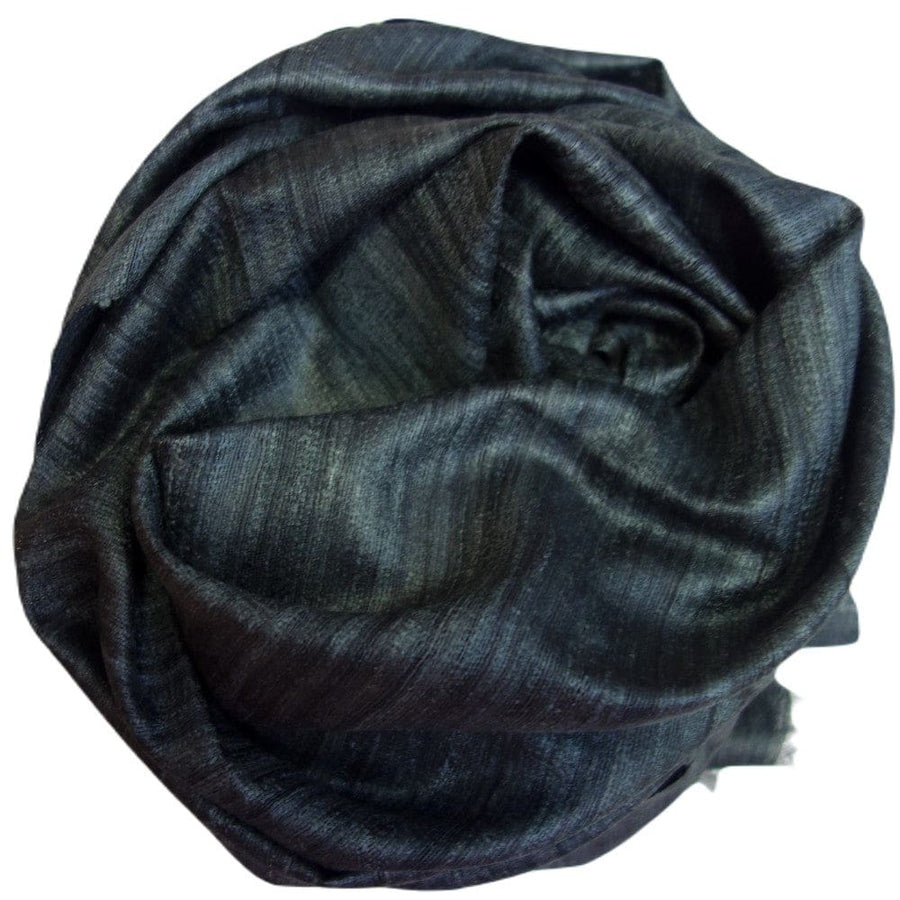 Sal tesut manual din 100% Matase Naturala Organica - Ghicha Tassar/Tussar Silk -Ash Black -> Cod: NEWGhicha5 - sal matase naturala