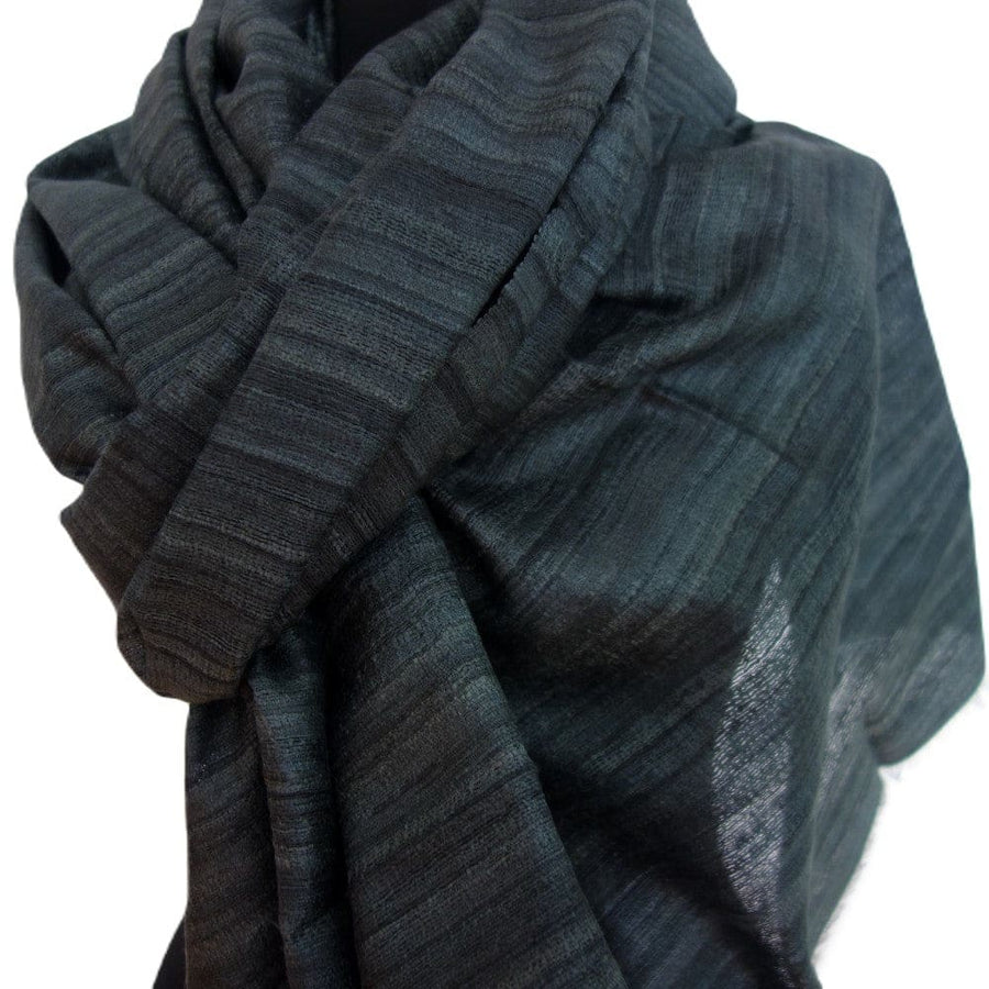 Sal tesut manual din 100% Matase Naturala Organica - Ghicha Tassar/Tussar Silk -Ash Black -> Cod: NEWGhicha5 - sal matase naturala