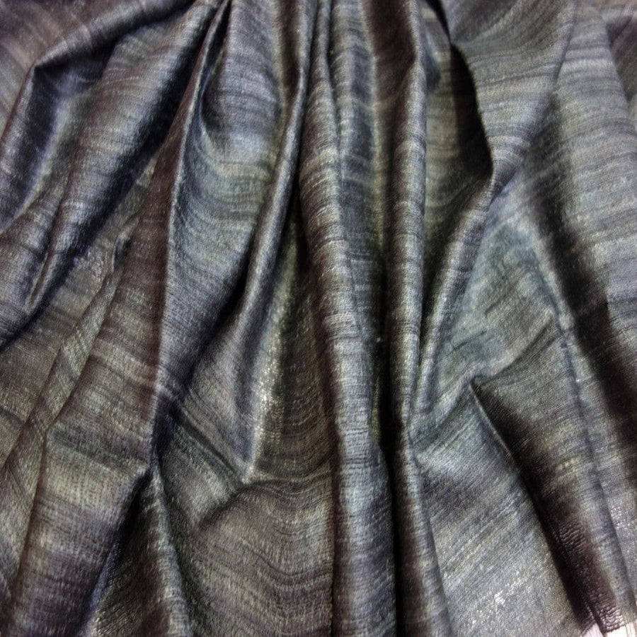 Sal tesut manual din 100% Matase Naturala Organica - Ghicha Tassar/Tussar Silk -Ash Black -> Cod: NEWGhicha5 - sal matase naturala