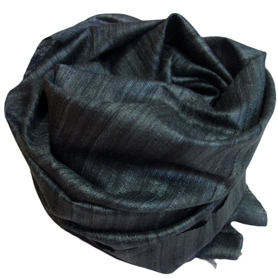 Sal tesut manual din 100% Matase Naturala Organica - Ghicha Tassar/Tussar Silk -Ash Black -> Cod: NEWGhicha5 - sal matase naturala