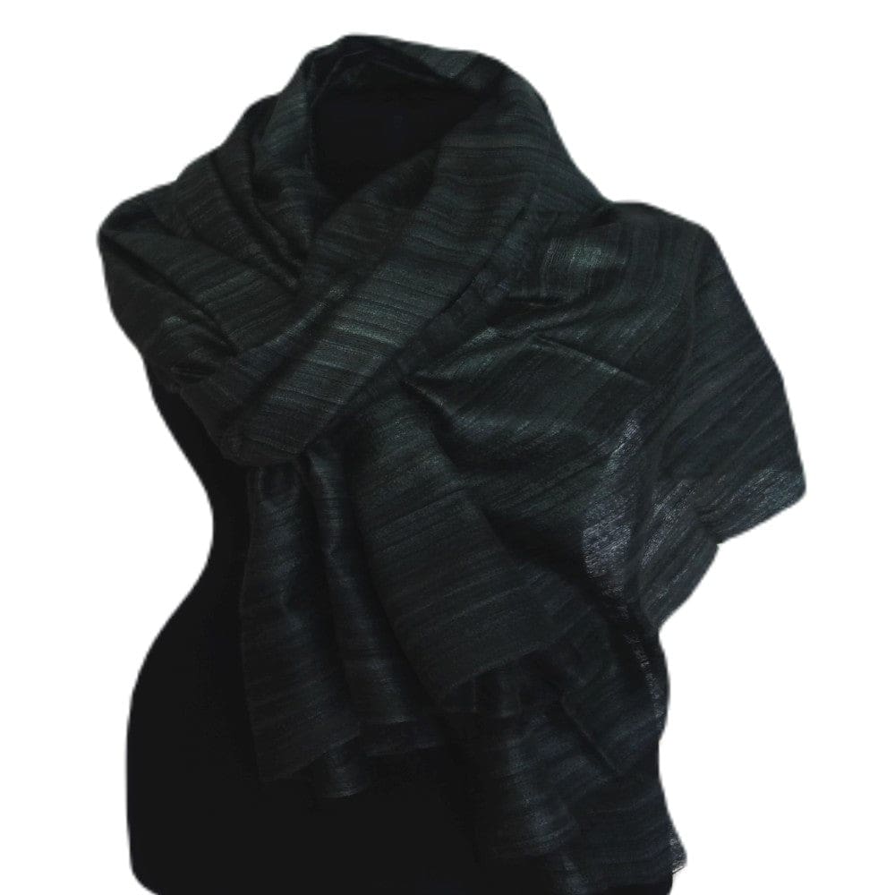 Sal tesut manual din 100% Matase Naturala Organica - Ghicha Tassar/Tussar Silk -Ash Black -> Cod: NEWGhicha5 - sal matase naturala