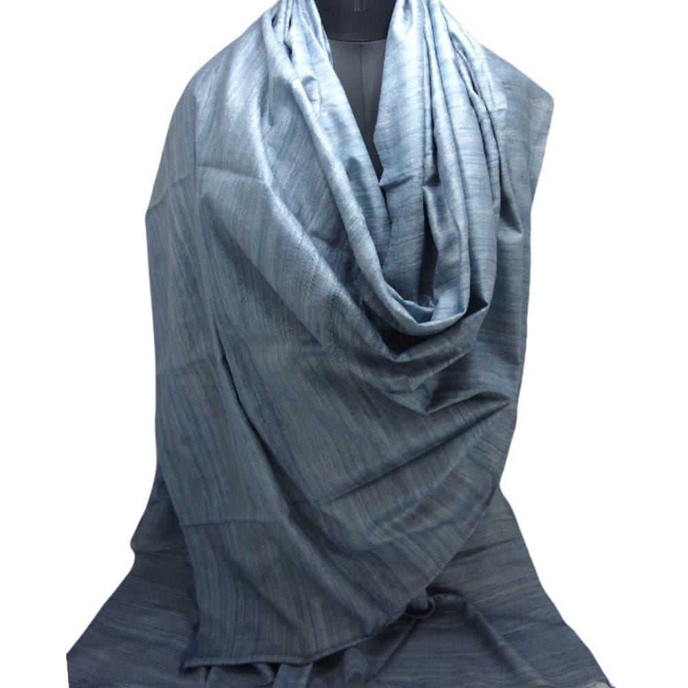 Sal tesut manual din 100% Matase Naturala Organica - Ghicha Tassar/Tussar Silk - Blue Gray-> Cod: BGHICHA2(.) - sal matase naturala organica