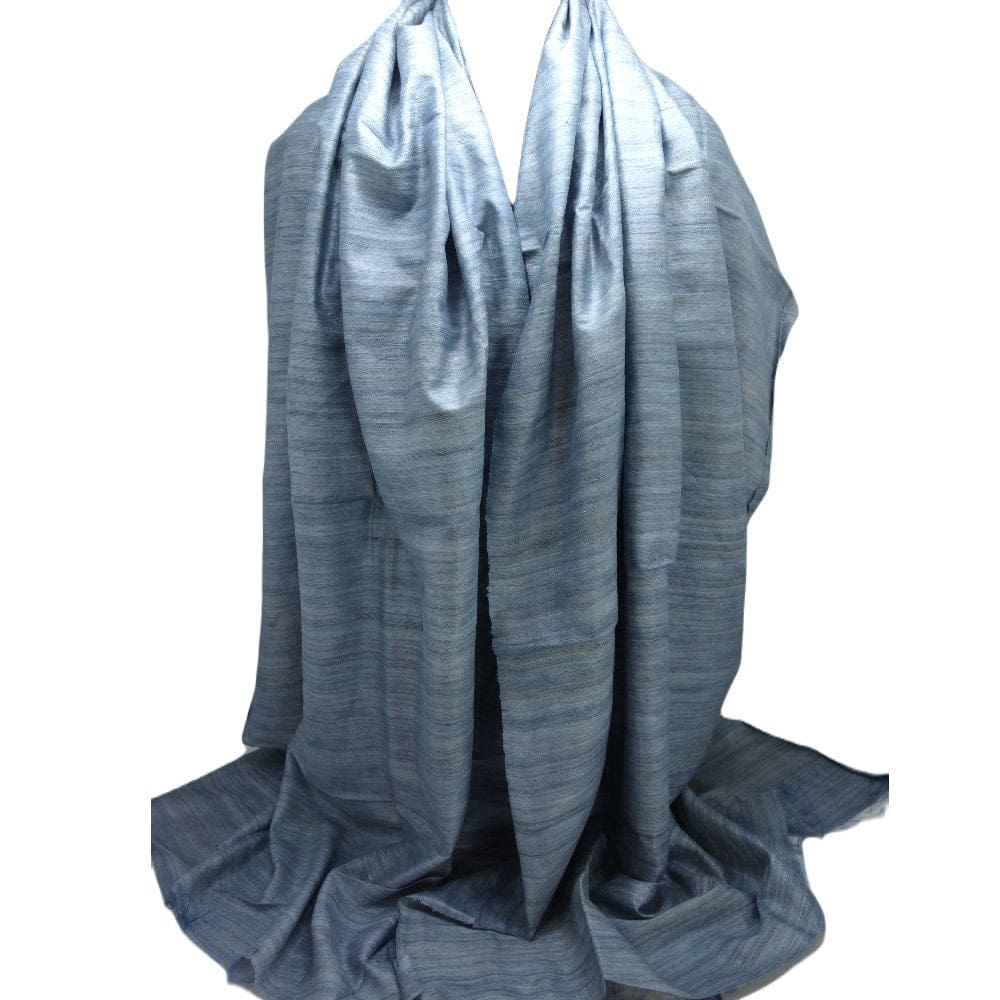 Sal tesut manual din 100% Matase Naturala Organica - Ghicha Tassar/Tussar Silk - Blue Gray-> Cod: BGHICHA2(.) - sal matase naturala organica